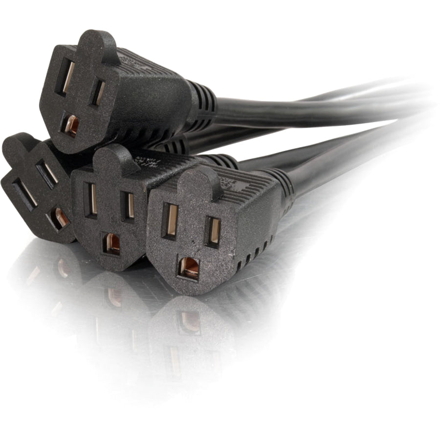 C2G 6ft 16 AWG 1-to-4 Power Cord Splitter (1 NEMA 5-15P to 4 NEMA 5-15R) — 29808