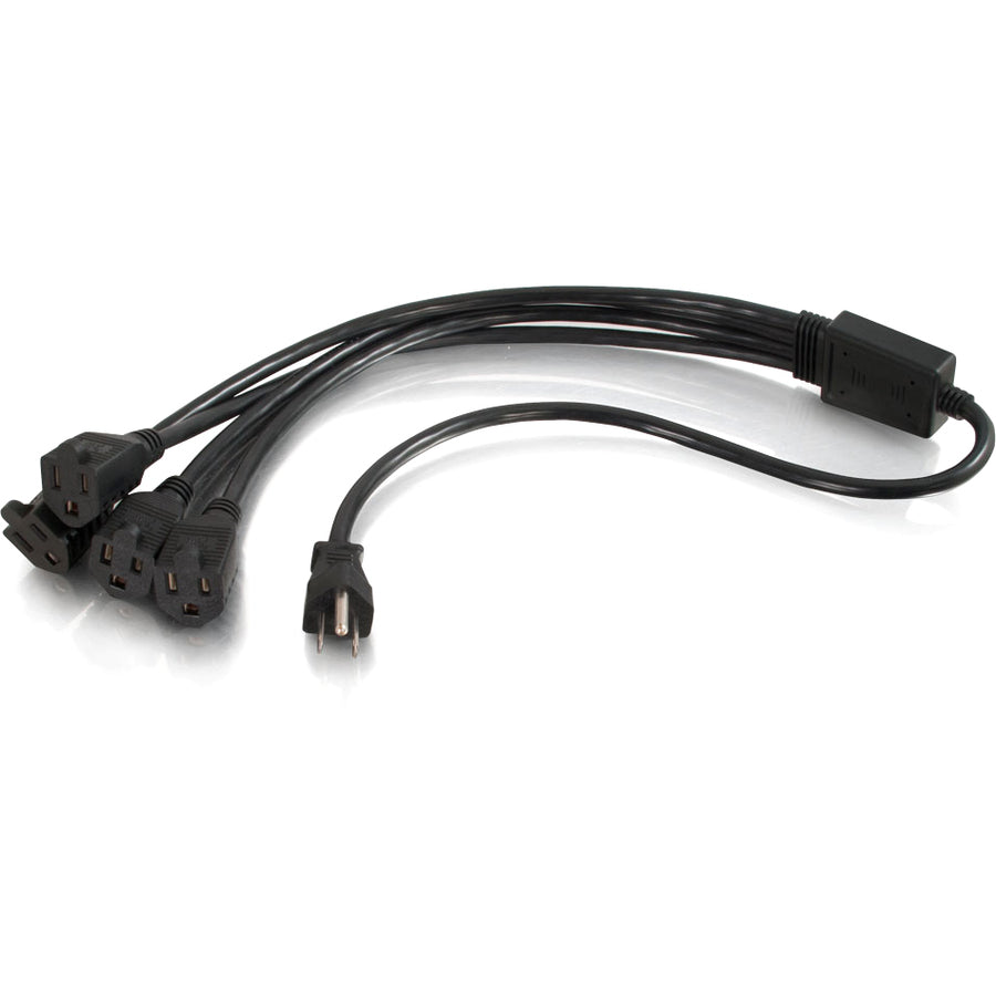 C2G 6ft 16 AWG 1-to-4 Power Cord Splitter (1 NEMA 5-15P to 4 NEMA 5-15R) — 29808