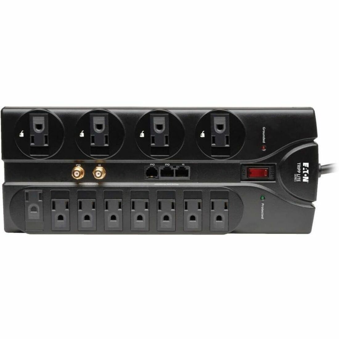 Eaton Tripp Lite Series Protect It! 12-Outlet Surge Protector, 8 ft. (2.43 m) Cord, 2880 Joules, Tel/Modem/Coaxial/Ethernet Protection — TLP1208SAT