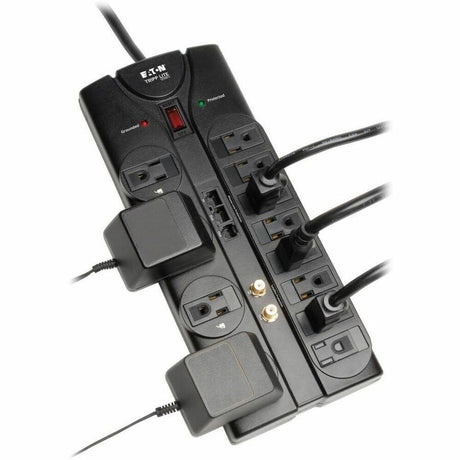 Eaton Tripp Lite Series Protect It! 12-Outlet Surge Protector, 8 ft. (2.43 m) Cord, 2880 Joules, Tel/Modem/Coaxial/Ethernet Protection — TLP1208SAT