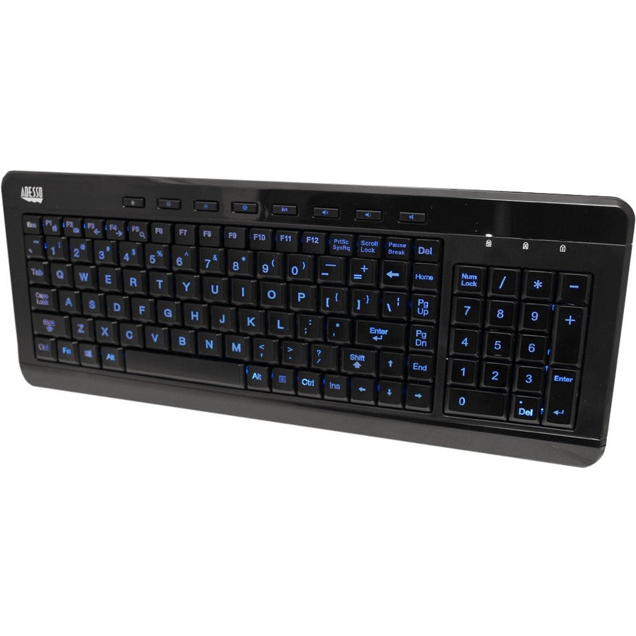 Adesso 3-Color Illuminated Compact Multimedia Keyboard — AKB-120EB