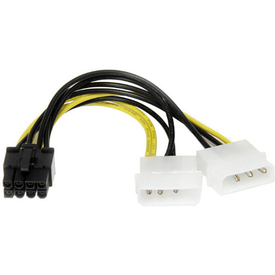 StarTech.com 6in LP4 to 8 Pin PCI Express Video Card Power Cable Adapter - 8 pin internal power (M) - 4 pin ATX12V (M) - 15.2 cm — LP4PCIEX8ADP