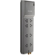 Belkin 8-Outlet Surge Protector - 12ft Cord - Right Angle Plug - 3550J - Telephone, Coaxial Protection - Grey — BE108230-12