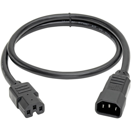 Eaton Tripp Lite Series Power Cord C14 to C15 - Heavy-Duty, 15A, 250V, 14 AWG, 3 ft. (0.91 m), Black — P018-003