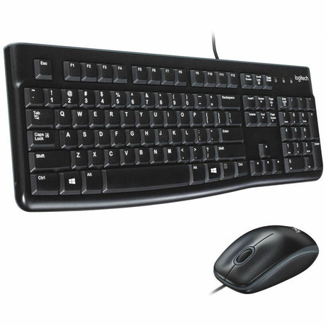 Logitech MK120 Wired Keyboard and Mouse Combo for Windows, Optical Wired Mouse, Full-Size Keyboard, USB Plug-and-Play — 920-002565