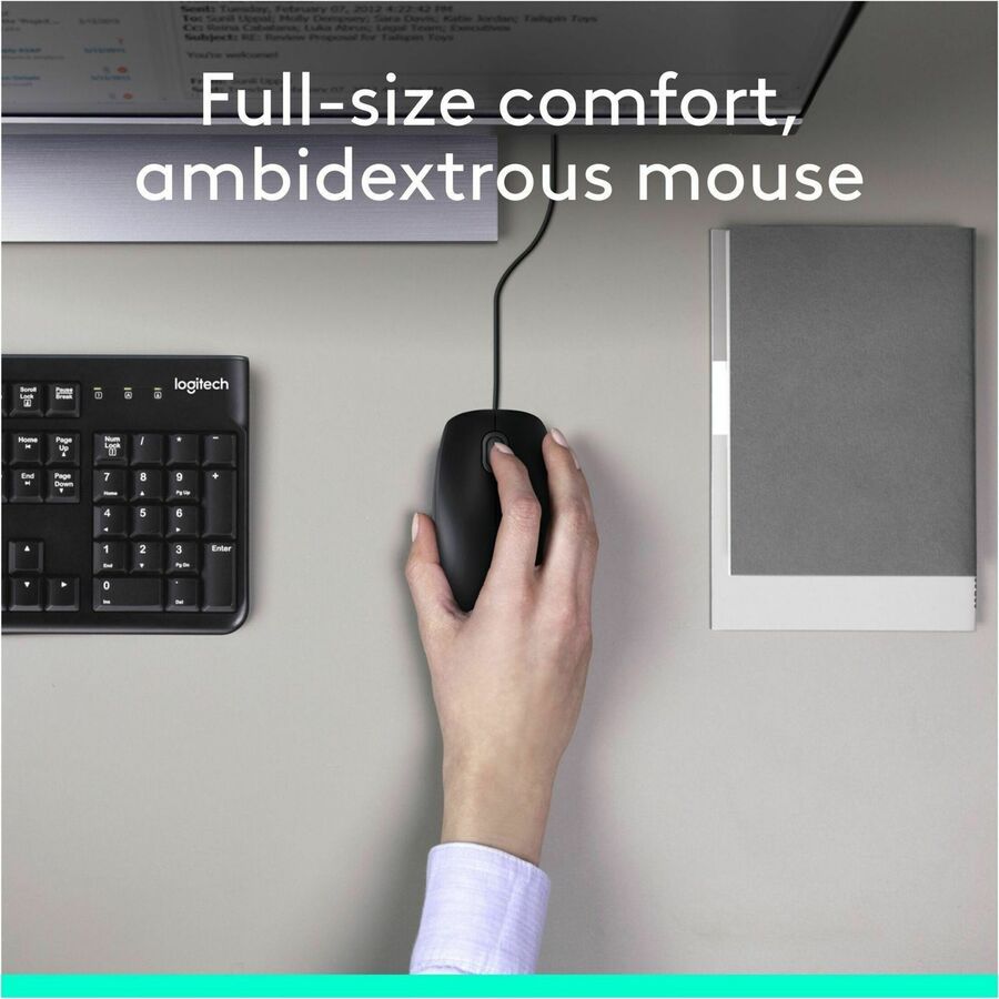 Logitech MK120 Wired Keyboard and Mouse Combo for Windows, Optical Wired Mouse, Full-Size Keyboard, USB Plug-and-Play — 920-002565