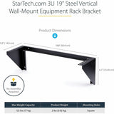 StarTech.com 3U 19" Wall Mount Vertical Rack Bracket, Patch Panel Wall Mount Bracket for AV/IT Equipment, 3U Rack for Cabinet/Server Room — RK319WALLV