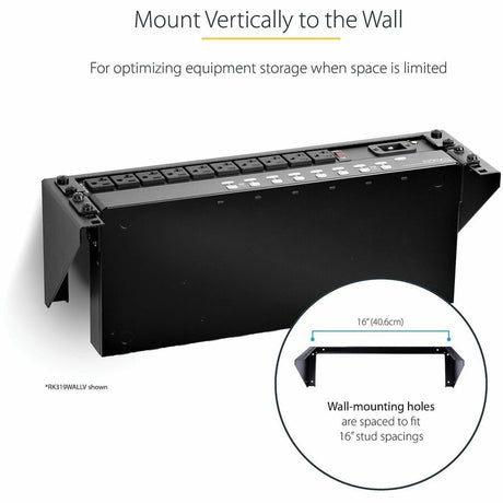 StarTech.com 3U 19" Wall Mount Vertical Rack Bracket, Patch Panel Wall Mount Bracket for AV/IT Equipment, 3U Rack for Cabinet/Server Room — RK319WALLV