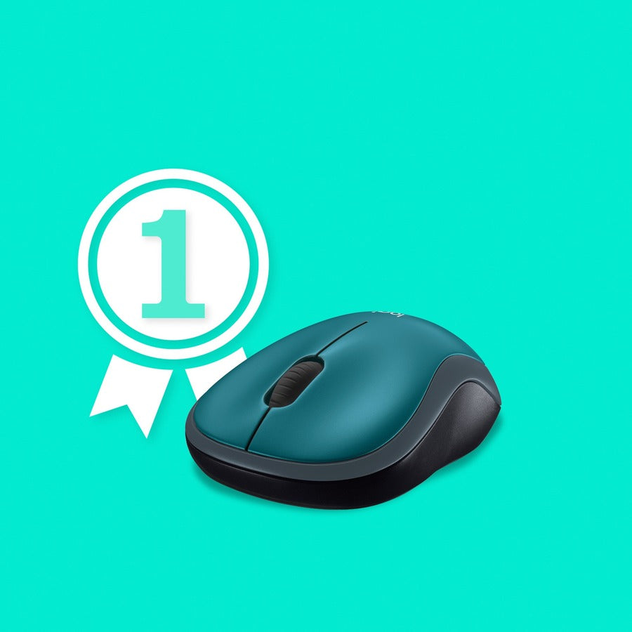 Logitech M185 Wireless Mouse, 2.4GHz with USB Mini Receiver, 12-Month Battery Life, 1000 DPI Optical Tracking, Ambidextrous, Compatible with PC, Mac, Laptop (Blue) — 910-003636