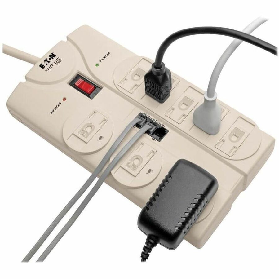 Eaton Tripp Lite Series Protect It! 8-Outlet Computer Surge Protector, 8 ft. (2.43 m) Cord, 2160 Joules, Tel/Modem/Fax Protection — TLP808TEL