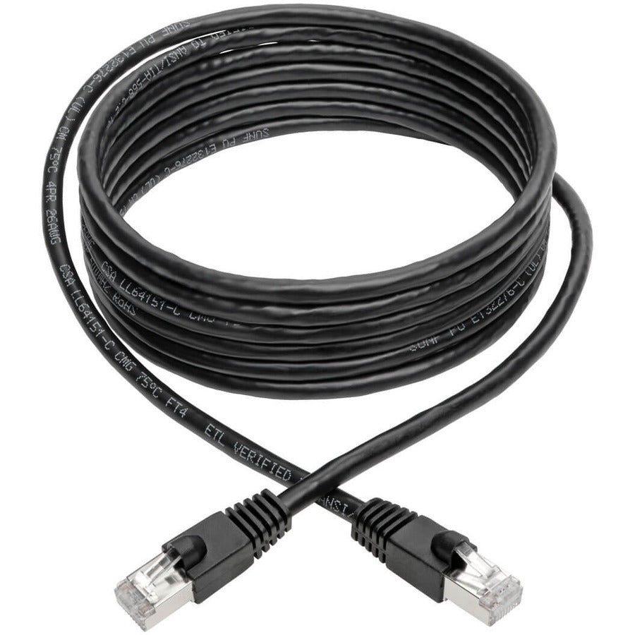 Eaton Tripp Lite Series Cat6a 10G Snagless Shielded STP Ethernet Cable (RJ45 M/M), PoE, Black, 10 ft. (3.05 m) — N262-010-BK