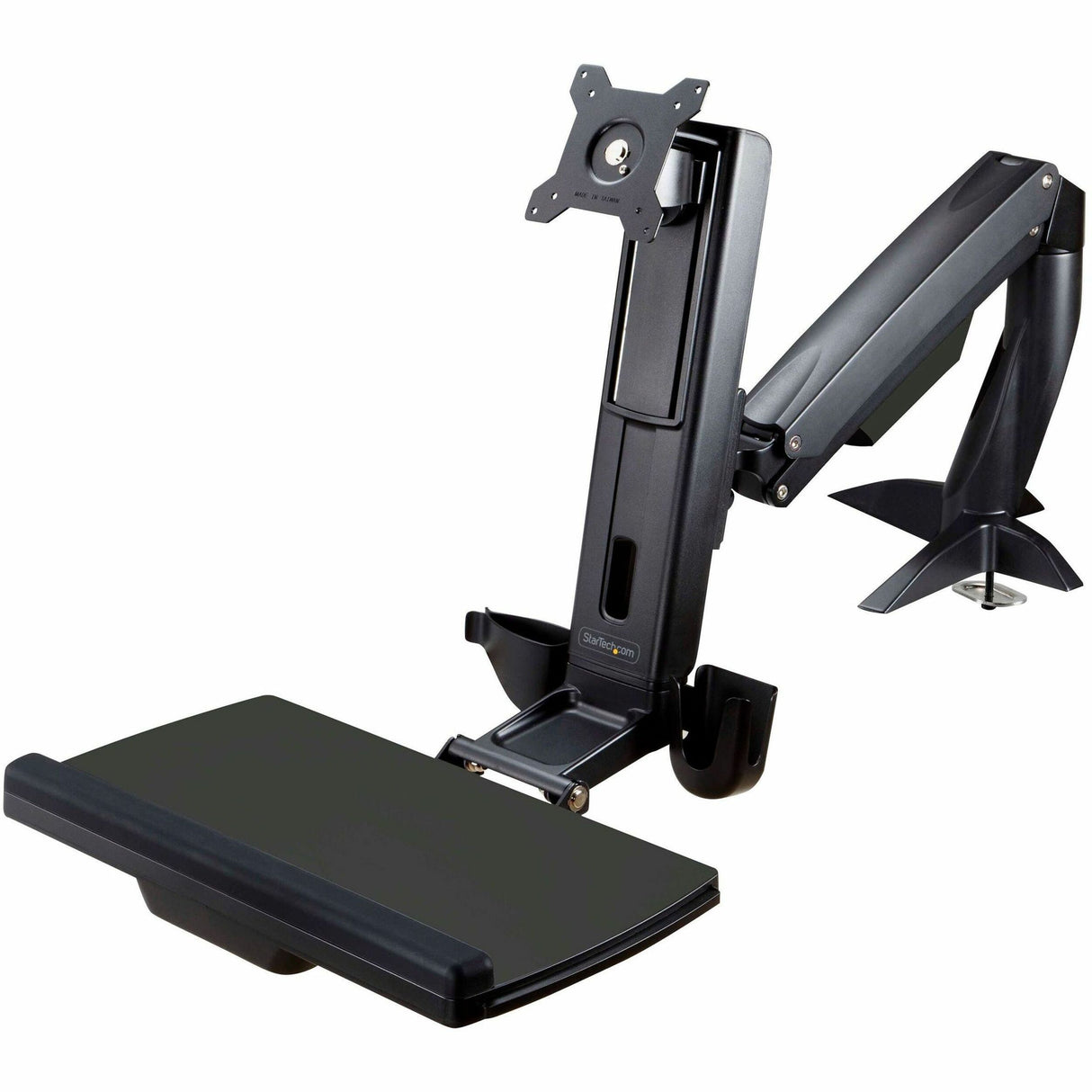 StarTech.com Sit Stand Monitor Arm - Desk Mount Sit-Stand Workstation up to 27inch VESA Display - Standing Desk Converter - Keyboard Tray — ARMSTSCP1