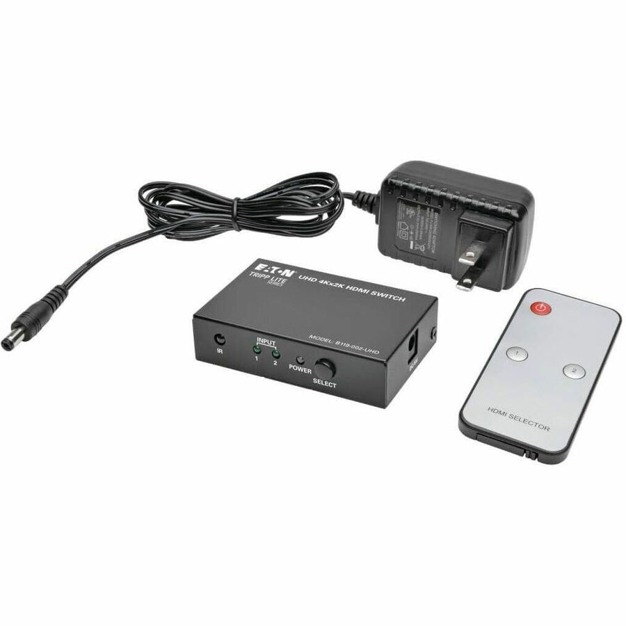 Eaton Tripp Lite Series 2-Port HDMI Switch with Remote Control - 4K @ 60 Hz, 4:4:4, HDR, 3D, HDCP 2.2, EDID — B119-002-UHD