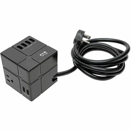 Eaton Tripp Lite Series Protect It! 3-Outlet Power Cube Surge Protector - 6 USB-A Ports (7.2A Shared), 6 ft. (1.83 m) Cord, 540 Joules, Black — TLP366CUBEUSBB