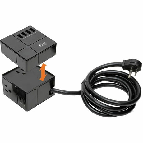 Eaton Tripp Lite Series Protect It! 3-Outlet Power Cube Surge Protector - 6 USB-A Ports (7.2A Shared), 6 ft. (1.83 m) Cord, 540 Joules, Black — TLP366CUBEUSBB