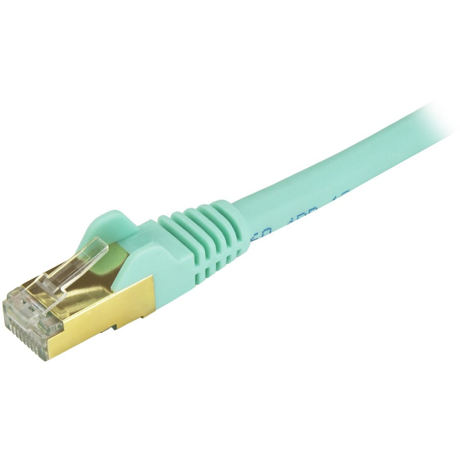 StarTech.com 20ft CAT6a Ethernet Cable - 10 Gigabit Category 6a Shielded Snagless 100W PoE Patch Cord - 10GbE Aqua UL Certified Wiring/TIA — C6ASPAT20AQ