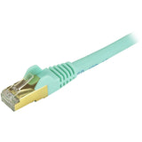 StarTech.com 20ft CAT6a Ethernet Cable - 10 Gigabit Category 6a Shielded Snagless 100W PoE Patch Cord - 10GbE Aqua UL Certified Wiring/TIA — C6ASPAT20AQ