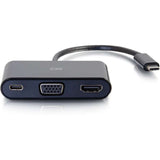 C2G USB C to HDMI and VGA Adapter Converter with Power Delivery - Black — 26884