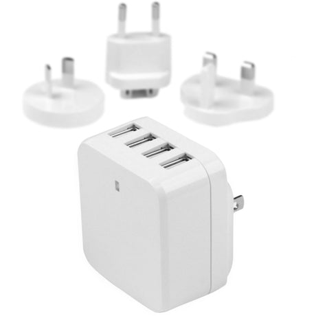 StarTech.com Travel USB Wall Charger &acirc;&euro;" 4 Port &acirc;&euro;" White &acirc;&euro;" Universal Travel Adapter &acirc;&euro;" International Power Adapter &acirc;&euro;" USB Charger — USB4PACWH
