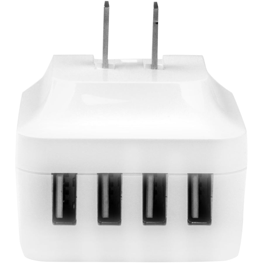 StarTech.com Travel USB Wall Charger &acirc;&euro;" 4 Port &acirc;&euro;" White &acirc;&euro;" Universal Travel Adapter &acirc;&euro;" International Power Adapter &acirc;&euro;" USB Charger — USB4PACWH