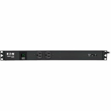 Eaton Tripp Lite Series 1.5kW Single-Phase Local Metered PDU + ISOBAR Surge Suppression, 3840 Joules, 100-127V Outlets (14 5-15R), 5-15P, 15 ft. (4.57 m) Cord, 1U Rack-Mount — PDUMH15-ISO