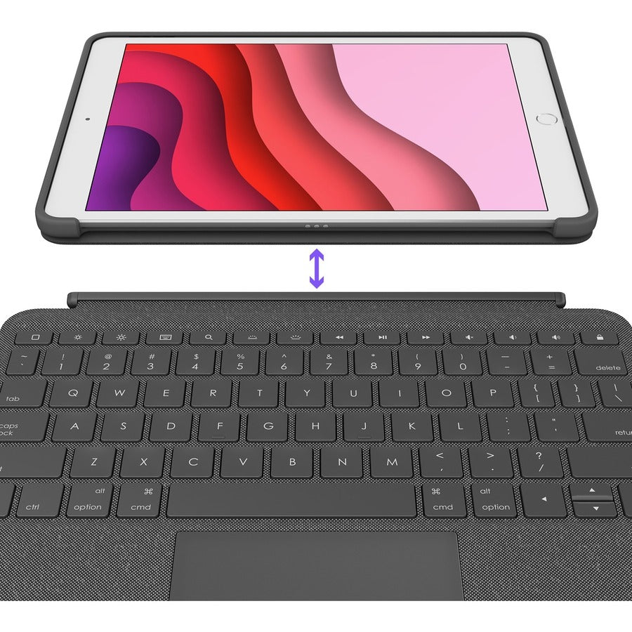Logitech Combo Touch Keyboard/Cover Case iPad (7th Generation), iPad (9th Generation), iPad (8th Generation) Tablet - Graphite — 920-009608