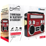 Supersonic Portable 3 Band Radio with Bluetooth and Flashlight — SC-1097BT