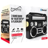 Supersonic Portable 3 Band Radio with Bluetooth and Flashlight — SC-1097BT