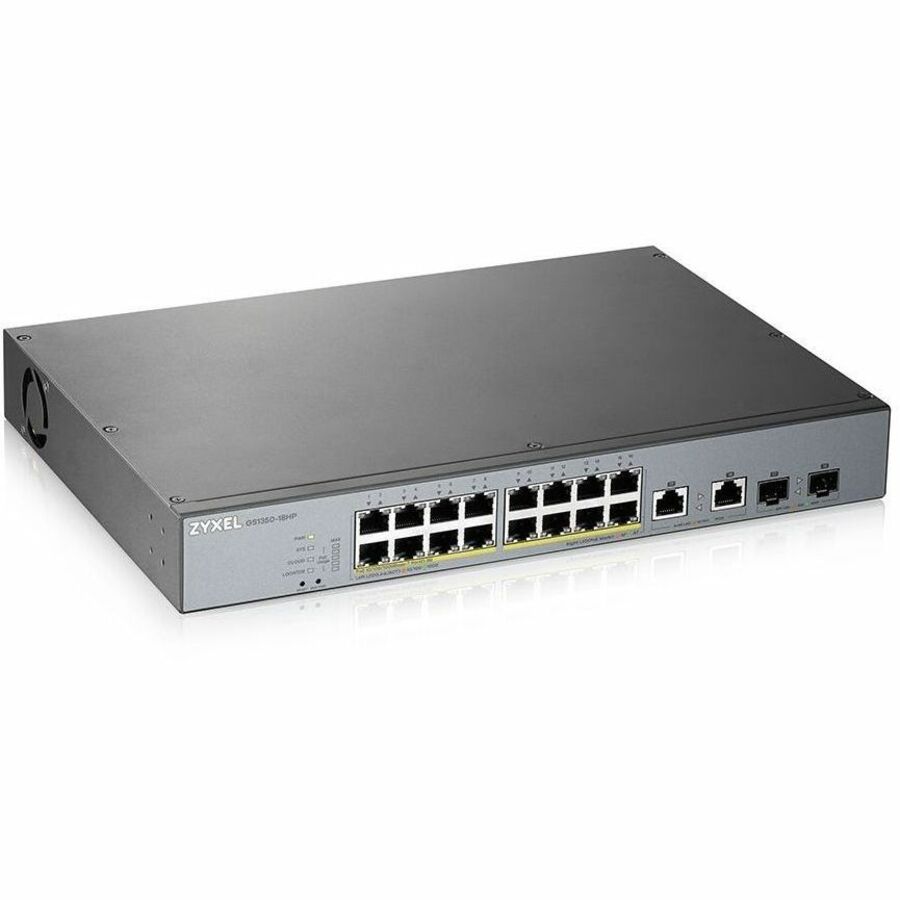 ZYXEL GS1350-18HP 16-Port Gigabit Smart Nebula Cloud Managed PoE Switch | 16 PoE+ Ports at 250W with 2 SFP Uplinks — GS1350-18HP