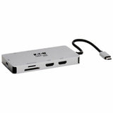 Eaton Tripp Lite Series USB-C Dock, Dual Display - 4K 60 Hz HDMI, USB 3.x (5Gbps) Hub Ports, GbE, Memory Card, 100W PD Charging, Gray — U442-DOCK8G-GG