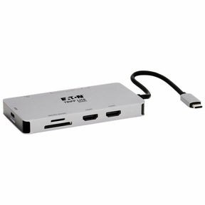 Eaton Tripp Lite Series USB-C Dock, Dual Display - 4K 60 Hz HDMI, USB 3.x (5Gbps) Hub Ports, GbE, Memory Card, 100W PD Charging, Gray — U442-DOCK8G-GG