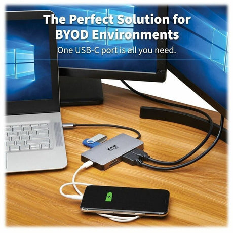 Eaton Tripp Lite Series USB-C Dock, Dual Display - 4K 60 Hz HDMI, USB 3.x (5Gbps) Hub Ports, GbE, Memory Card, 100W PD Charging, Gray — U442-DOCK8G-GG