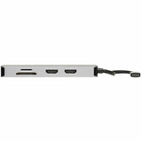 Eaton Tripp Lite Series USB-C Dock, Dual Display - 4K 60 Hz HDMI, USB 3.x (5Gbps) Hub Ports, GbE, Memory Card, 100W PD Charging, Gray — U442-DOCK8G-GG