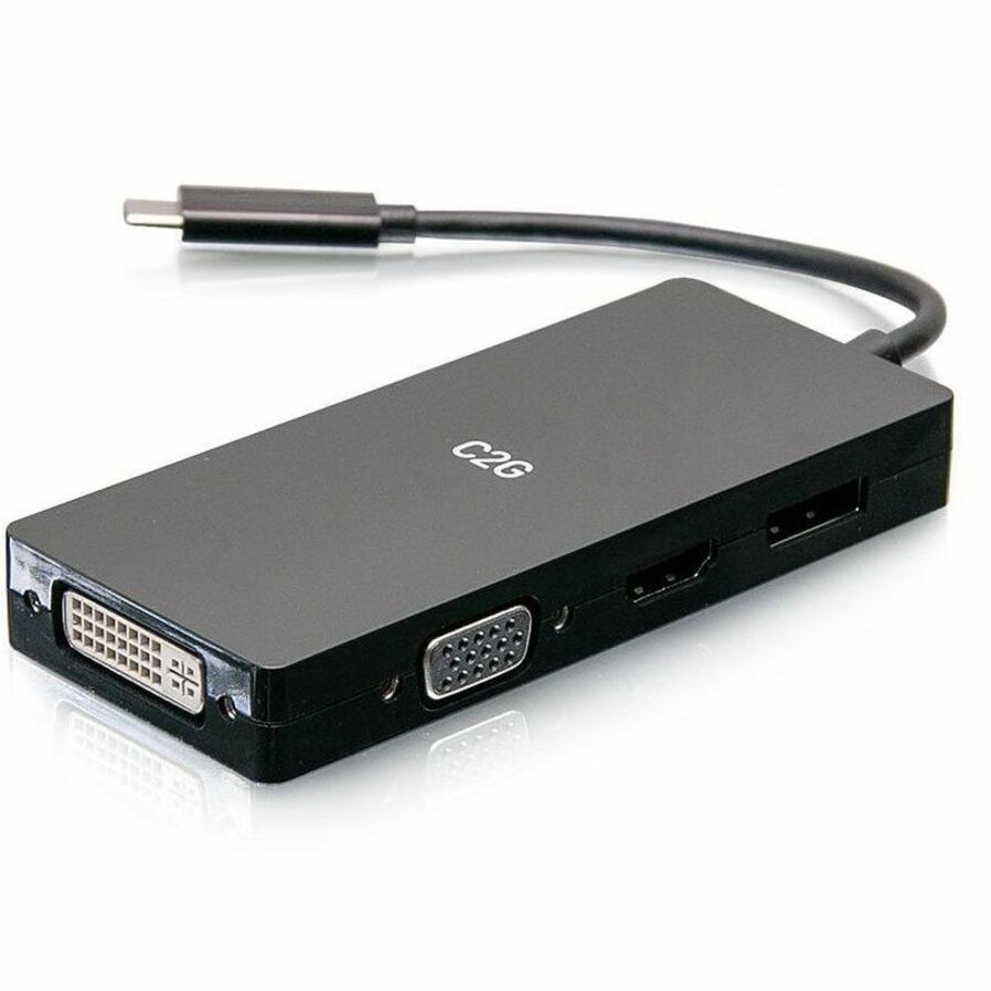 C2G USB-C&reg; Multiport Adapter, 4-in-1 Video Adapter with HDMI&reg;, DisplayPort&trade;, DVI, and VGA - 4K 60Hz — C2G54454