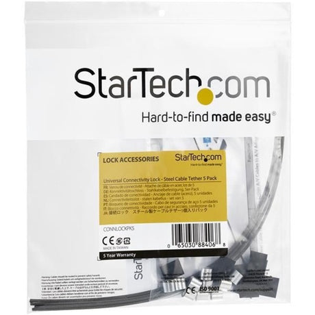 StarTech.com 5-Pack Security Cable Tethers for Adapters & Dongles - Universal Cable Tether Kit - Steel Tether Cable Lock - Anti-Theft — CONNLOCKPK5