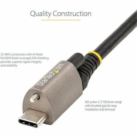 StarTech.com 20in 50cm Top Single Screw Locking USB C Cable 10Gbps, USB 3.1 Type-C Cable, 5A/100W PD, DP Alt Mode, USB-C to C Cord — USB31CCTLKV50CM