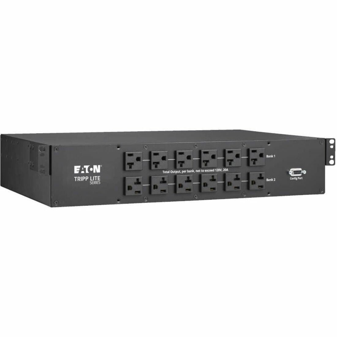 Eaton Tripp Lite Series 2.9kW 120V Single-Phase ATS/Monitored PDU - 24 5-15/20R & 1 L5-30R Outlets, Dual L5-30P Inputs, 10 ft. Cords, 2U, TAA — PDUMNH30AT2