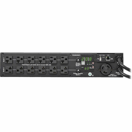 Eaton Tripp Lite Series 2.9kW 120V Single-Phase ATS/Monitored PDU - 24 5-15/20R & 1 L5-30R Outlets, Dual L5-30P Inputs, 10 ft. Cords, 2U, TAA — PDUMNH30AT2