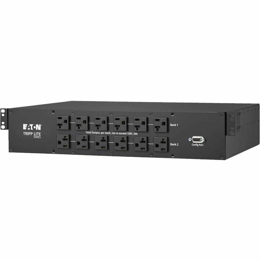 Eaton Tripp Lite Series 2.9kW 120V Single-Phase ATS/Monitored PDU - 24 5-15/20R & 1 L5-30R Outlets, Dual L5-30P Inputs, 10 ft. Cords, 2U, TAA — PDUMNH30AT2