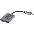 StarTech.com USB-C Headphone Splitter, USB Type C Dual Headset Adapter w/Mic Input, USB C to 3.5mm Audio Adapter/Earphone Dongle/Aux Jack — USBC-AUDIO-SPLITTER