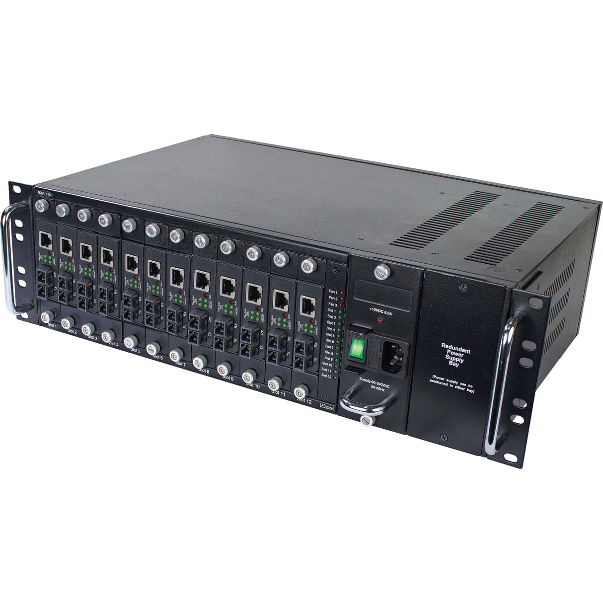 Eaton Tripp Lite Series 12-Slot Media Converter Chassis for Select N784-H and N785-H Models, 3U Rack Mount, TAA — N785-CH12