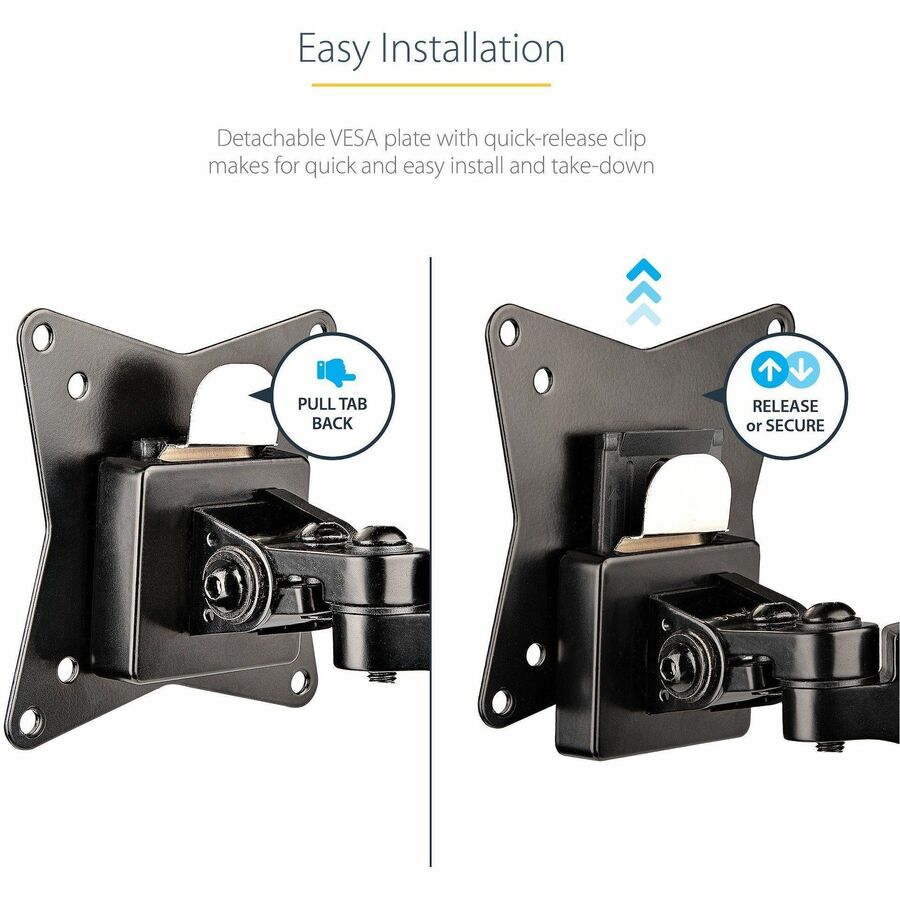 StarTech.com Desk Mount Monitor Arm for Single VESA Display 49"(17.6lb/8kg), Full Motion Articulating & Height Adjustable, C-Clamp/Grommet — ARMPIVOTE2