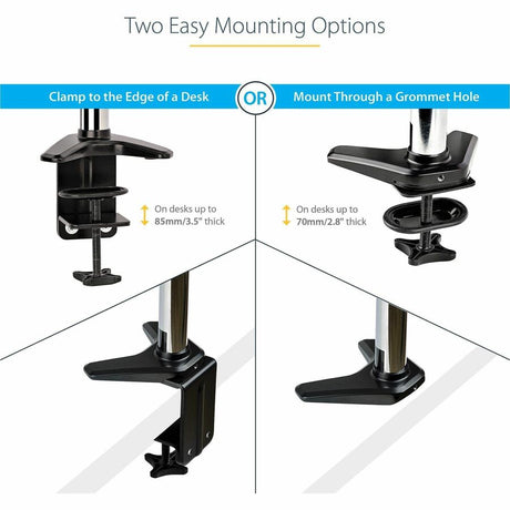 StarTech.com Desk Mount Monitor Arm for Single VESA Display 49"(17.6lb/8kg), Full Motion Articulating & Height Adjustable, C-Clamp/Grommet — ARMPIVOTE2