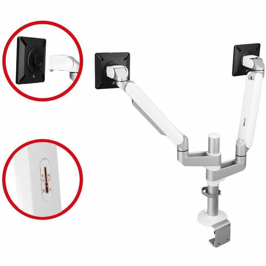 SIIG MTPRO Desk Mount Dual Monitor Arm - up to 32" Display, Max. Load 19.8 lbs, VESA 75/100mm, Mechanical Spring Design — CE-MT3W11-S1