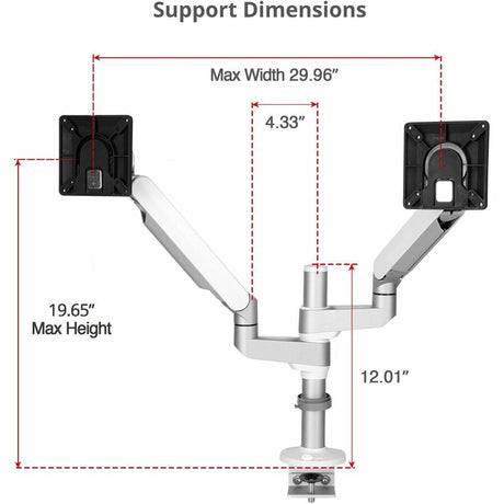 SIIG MTPRO Desk Mount Dual Monitor Arm - up to 32" Display, Max. Load 19.8 lbs, VESA 75/100mm, Mechanical Spring Design — CE-MT3W11-S1
