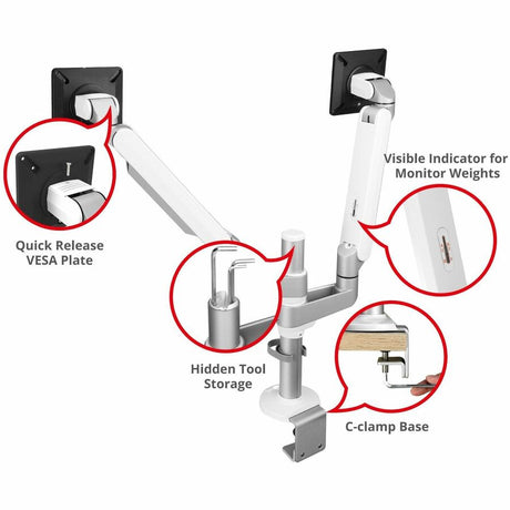 SIIG MTPRO Desk Mount Dual Monitor Arm - up to 32" Display, Max. Load 19.8 lbs, VESA 75/100mm, Mechanical Spring Design — CE-MT3W11-S1