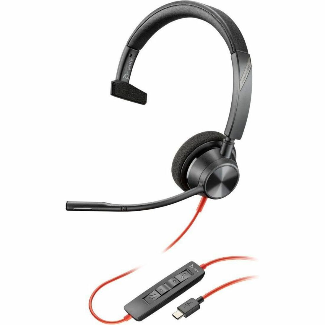 Poly Blackwire 3310 Monaural USB-C Headset + USBC/A Adapter — 8X215AA