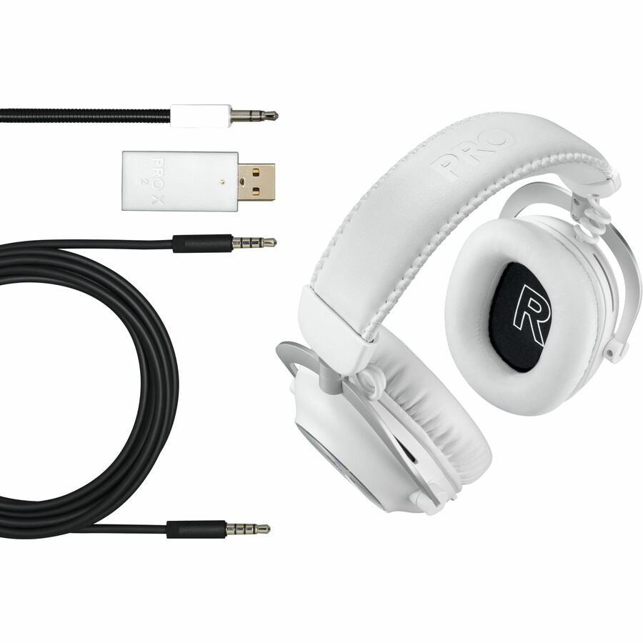 Logitech G PRO X 2 LIGHTSPEED Wireless Gaming Headset, Detachable Boom Mic, 50mm Graphene Drivers, DTS:X Headphone 2.0-7.1 Surround, Bluetooth/USB/3.5mm Aux, for PC, PS5, PS4, Nintendo Switch, White — 981-001268