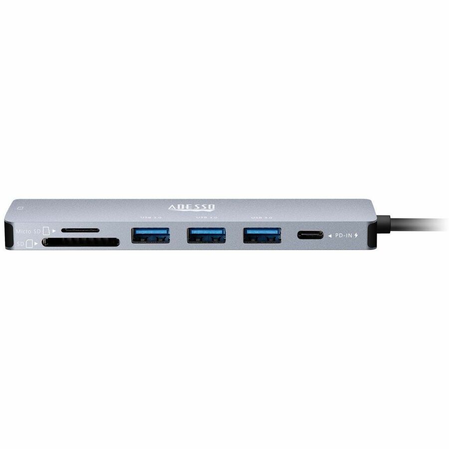 Adesso AUH-4025 7 in 1 Docking Station, Supports USB C to x1 4K HDMI, 3x USB-A 3.2, 1x PD, 1x Micro SD, 1x SD Card — AUH-4025
