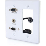 C2G Decorative Dual Gang VGA, 3.5mm Audio and HDMI Wall Plate White — 39877